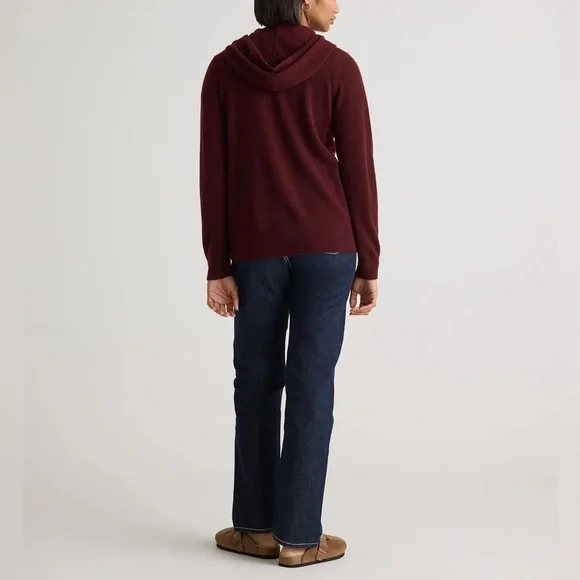 QUINCE Mongolian Cashmere Full-Zip Hoodie Rich Burgundy - Picture 5 of 10
